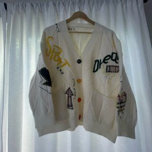 Knit Cardigan | White Patchwork